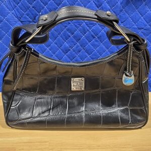 Dooney & Bourke Black Croc-Embossed Shoulder Bag